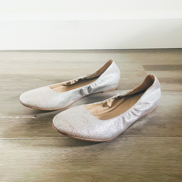 Eileen Fisher Shoes New Eileen Fisher Leather Silver Glitter Ballet